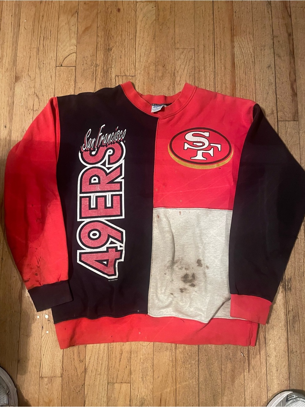 Red & Black Team Logo Crewneck Sweater